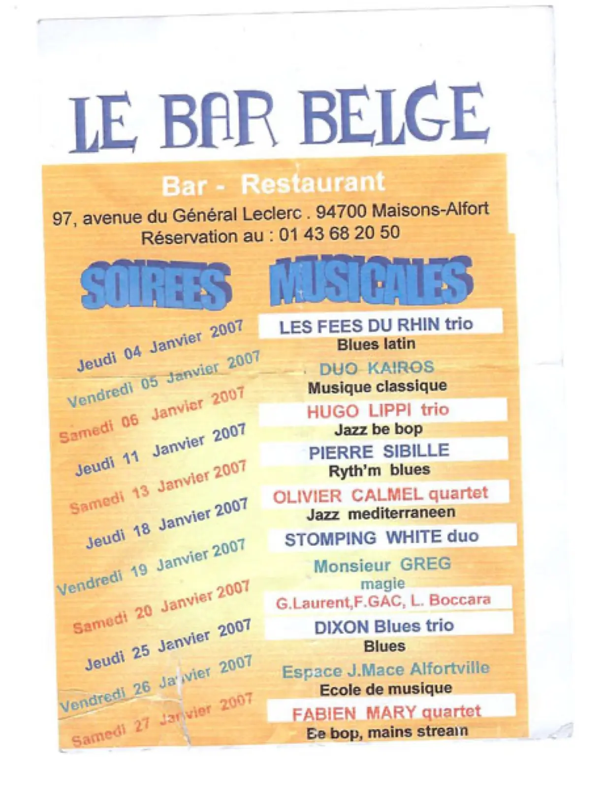 Mister Greg dans Le Bar Belge