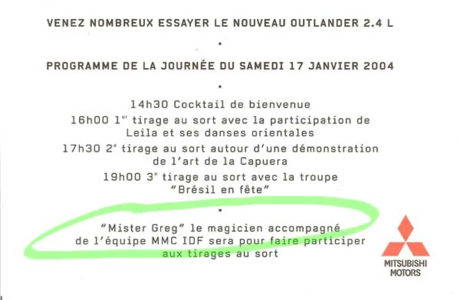 Mister Greg dans Mitsubishi